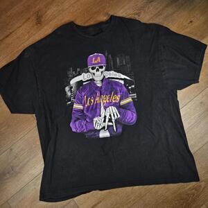 Los Angeles Lakers T Shirt Mens Skeleton Hand Graphic Nba Basketball Tee